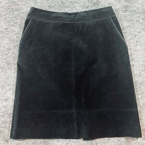 Ann Taylor Loft 100% Leather Pencil Skirt Black Size 6P Classic Western Business